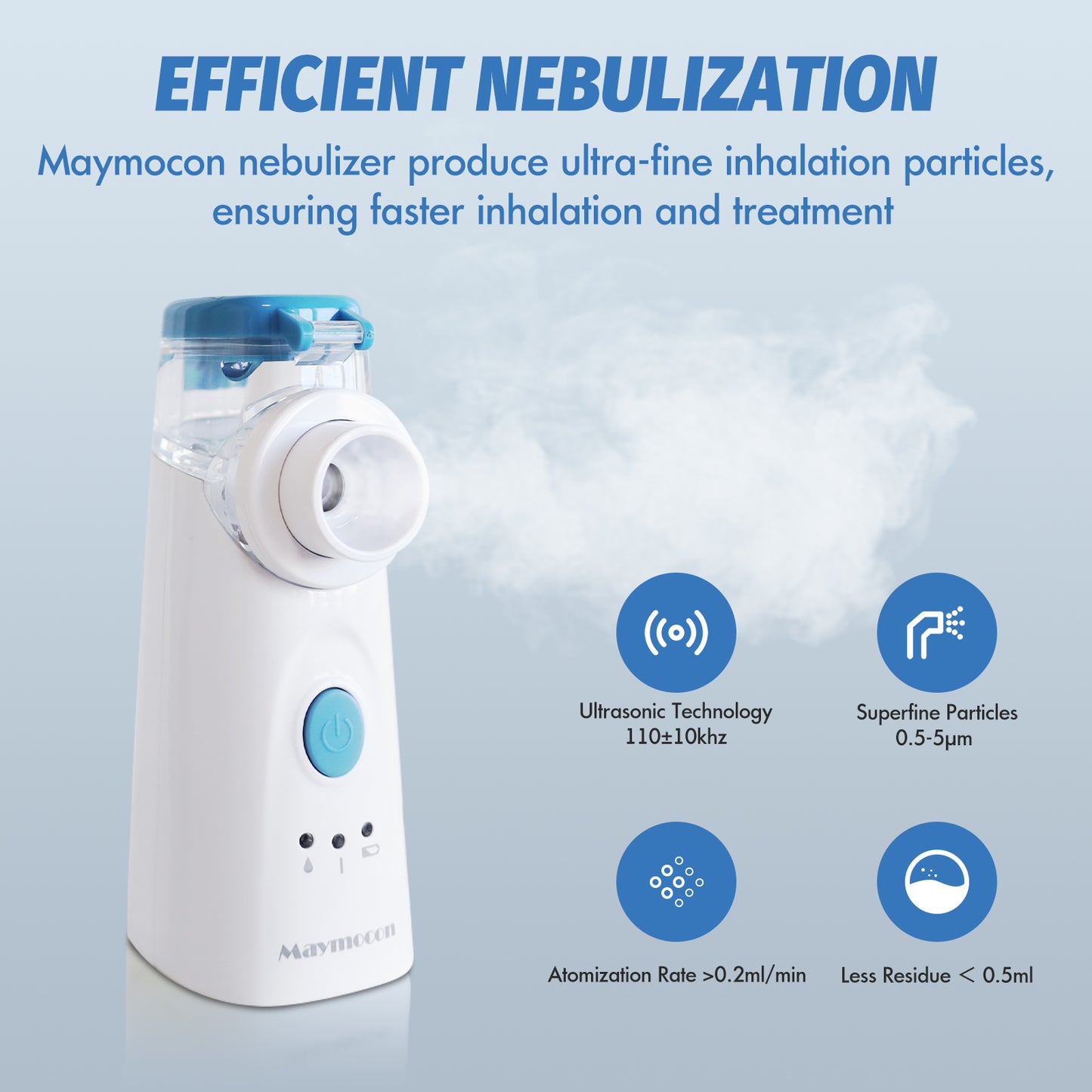 Maymocon Nebuliser Machine, Rechargeable Nebulizer for Adults and Kids with Portable Design, Handheld Mesh Mist Inhalator Clean Silent Efficient Atomization with Storage Bag for Home and Travel Use-6976892099825
