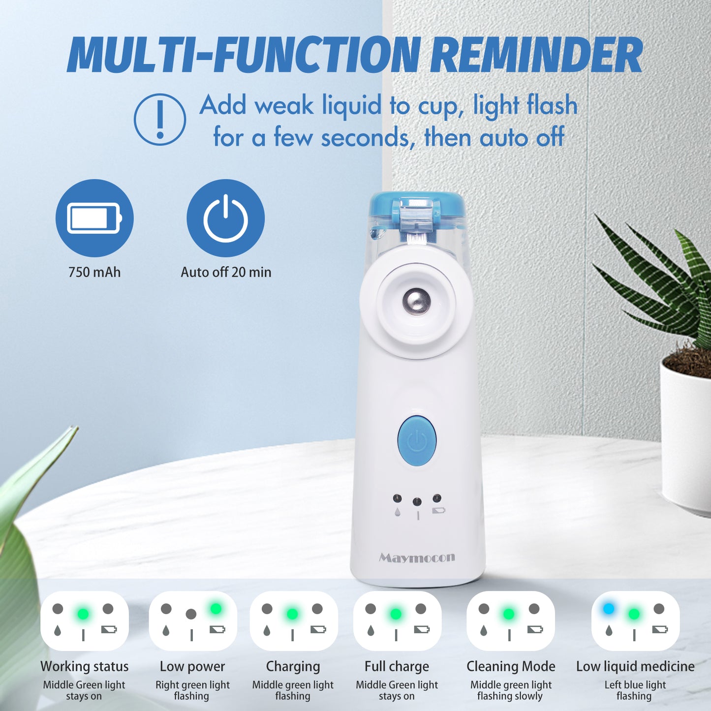 Maymocon Nebuliser Machine, Rechargeable Nebulizer for Adults and Kids with Portable Design, Handheld Mesh Mist Inhalator Clean Silent Efficient Atomization with Storage Bag for Home and Travel Use-6976892099825
